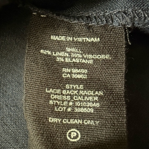 THEORY $275 Linen Blend Navy Caliver Lace Back Raglan Dress Size 6 - Picture 5 of 11